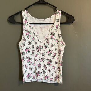 Eye Candy White Tank Top with Pink Floral Pattern